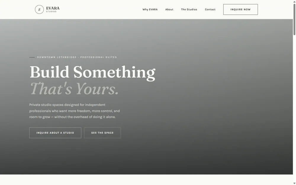 EVARA Studios website home page