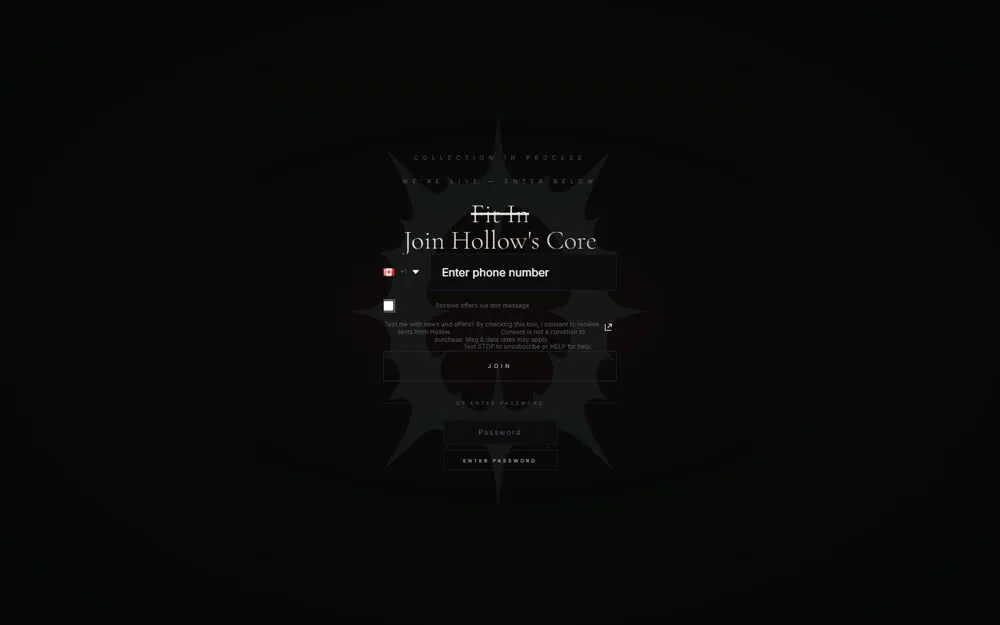 Hollow's live website today